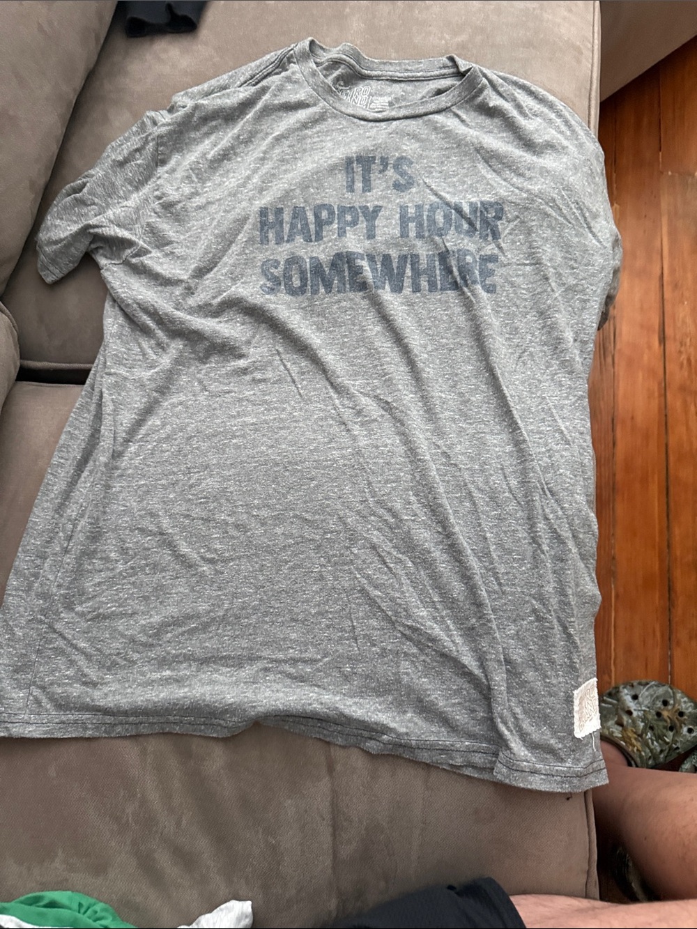 Men's Heather Gray Graphic Tee - "It's Happy Hour Somewhere"